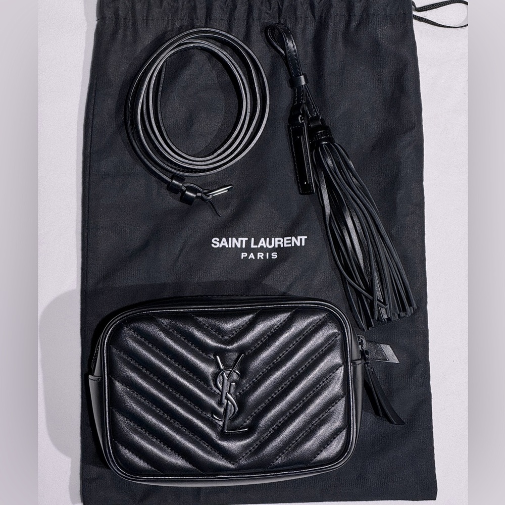 Yves Saint Laurent Lou belt bag matte black on black matelasse leather YSL